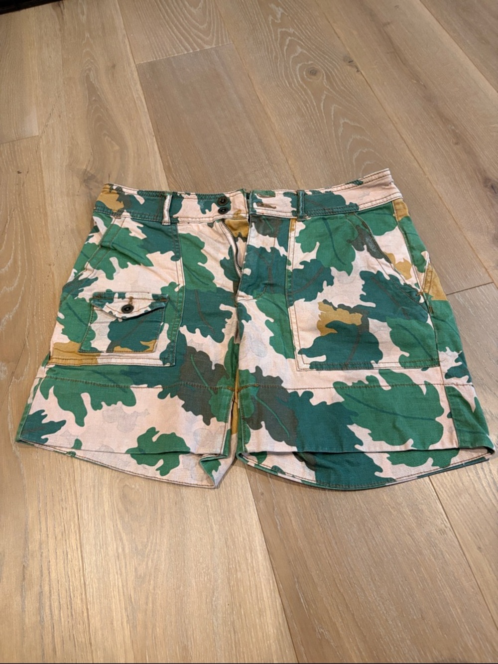 Anthropologie Size 27 Green Camo Long Shorts.